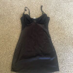 Satin black mini dress